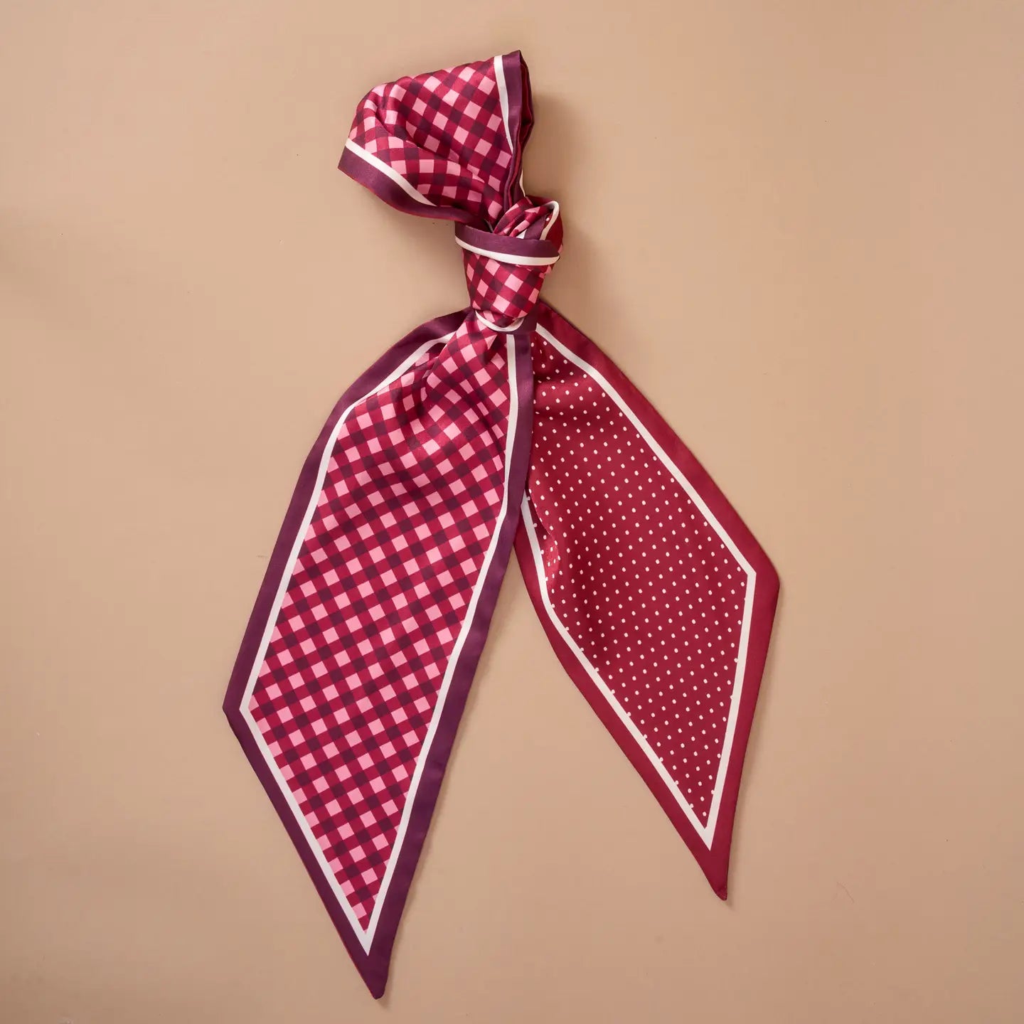 twirl & tie scard-gingham burgundy