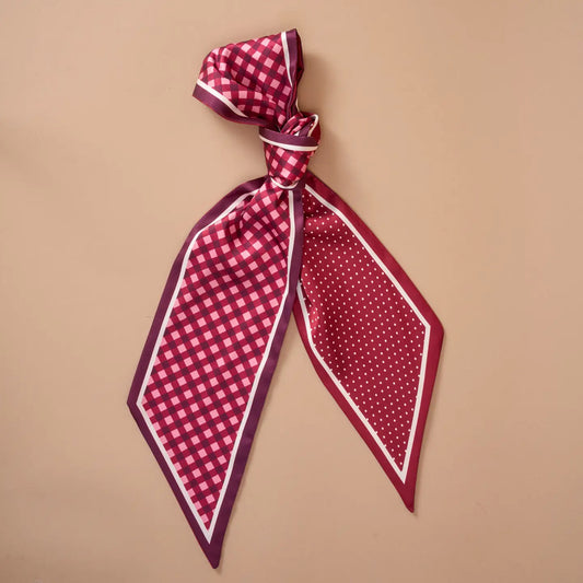 twirl & tie scard-gingham burgundy