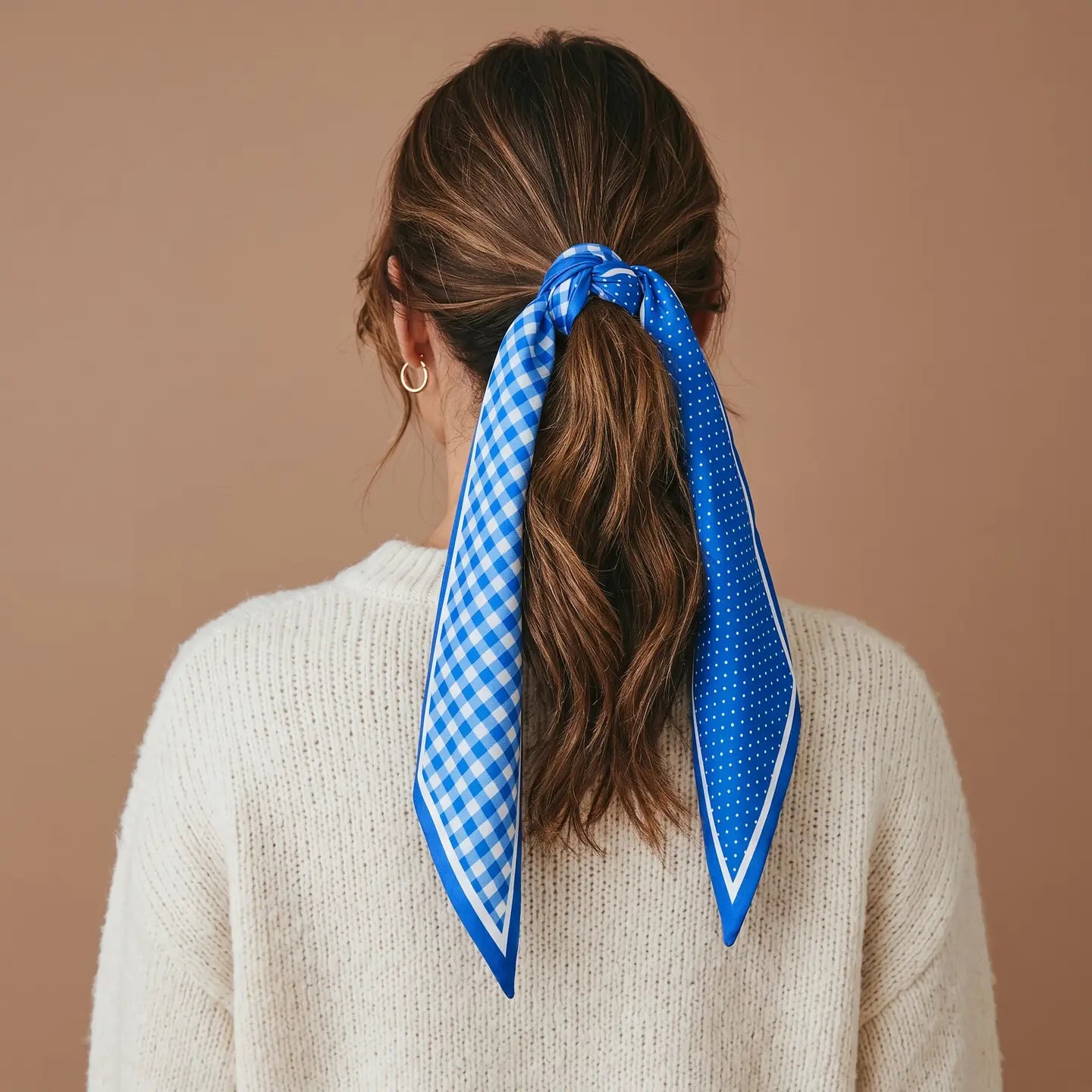 twirl & tie scarf-gingham blue