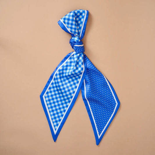 twirl & tie scarf-gingham blue