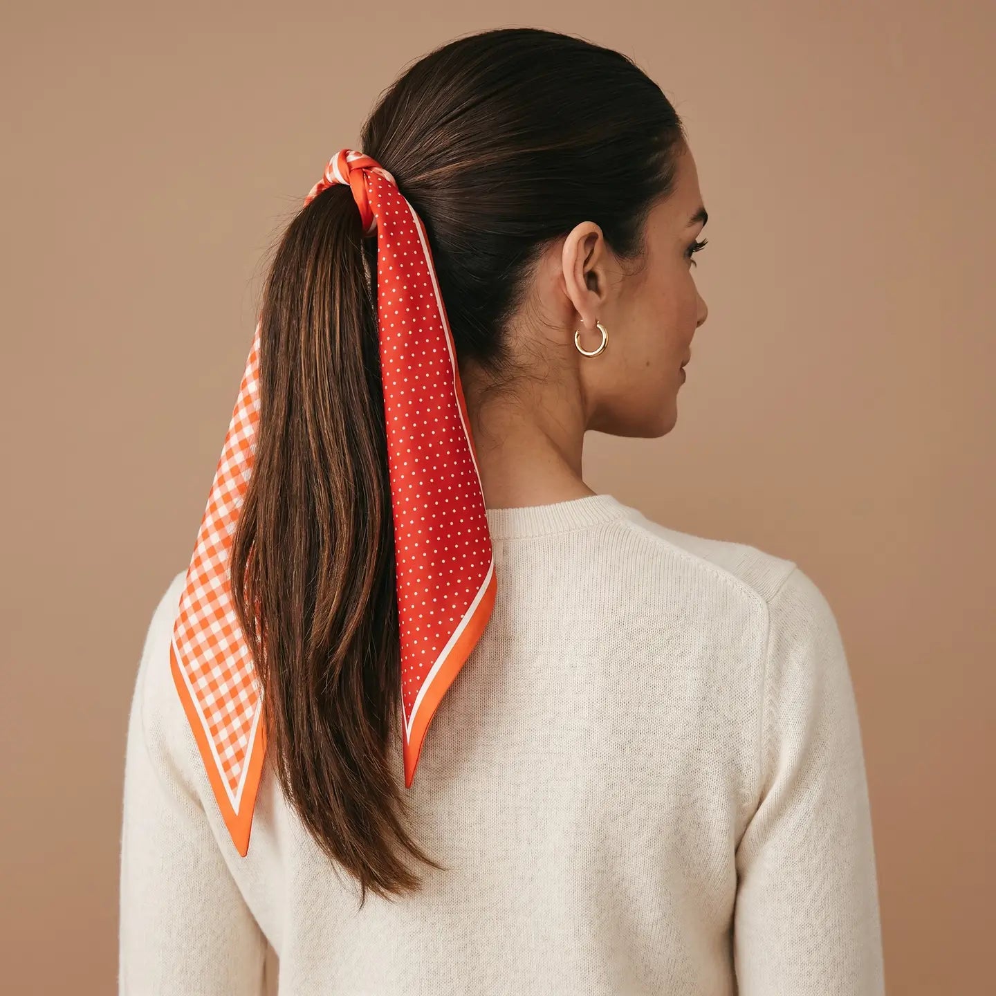 twirl & tie scarf-gingham orange