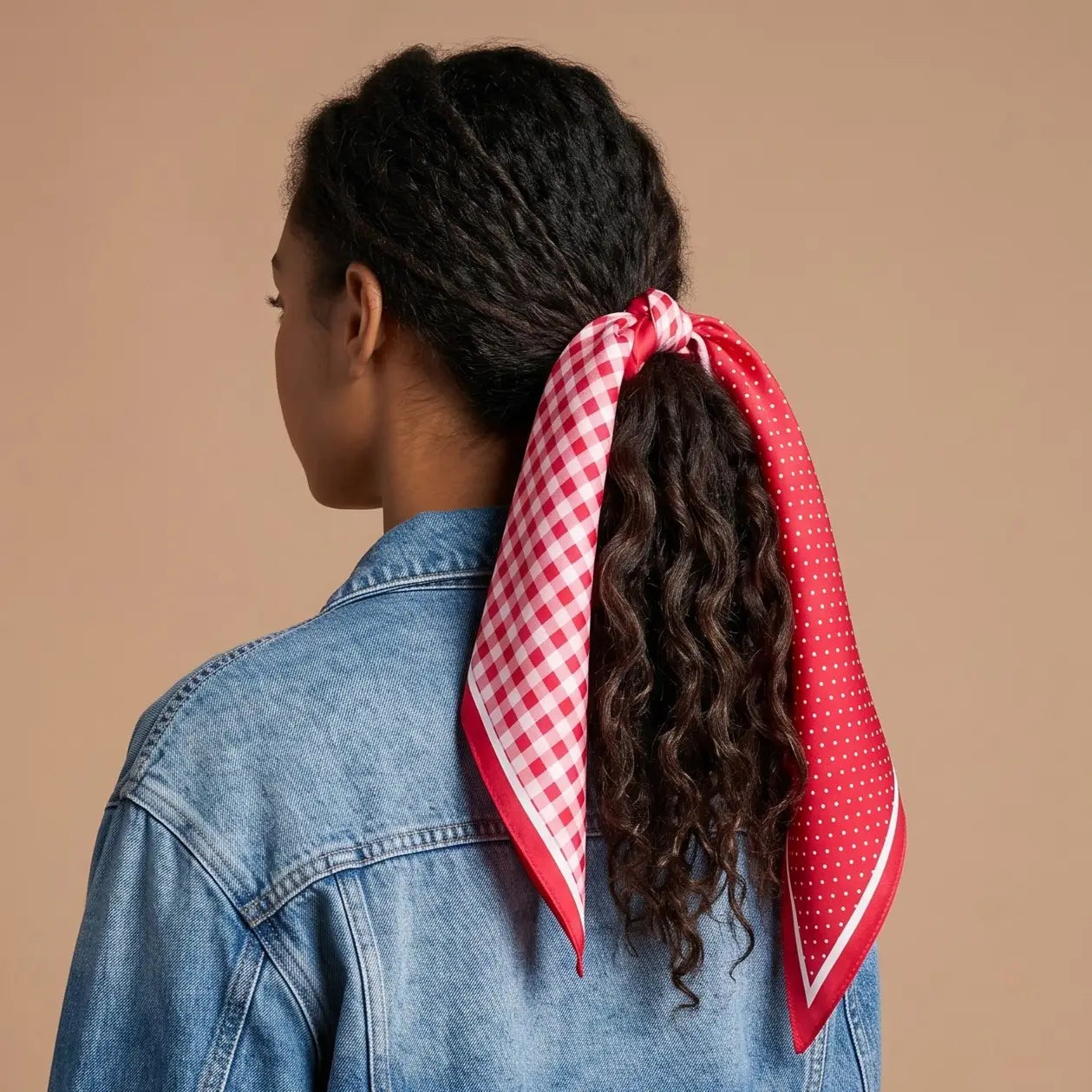 twirl & tie scarf-gingham red