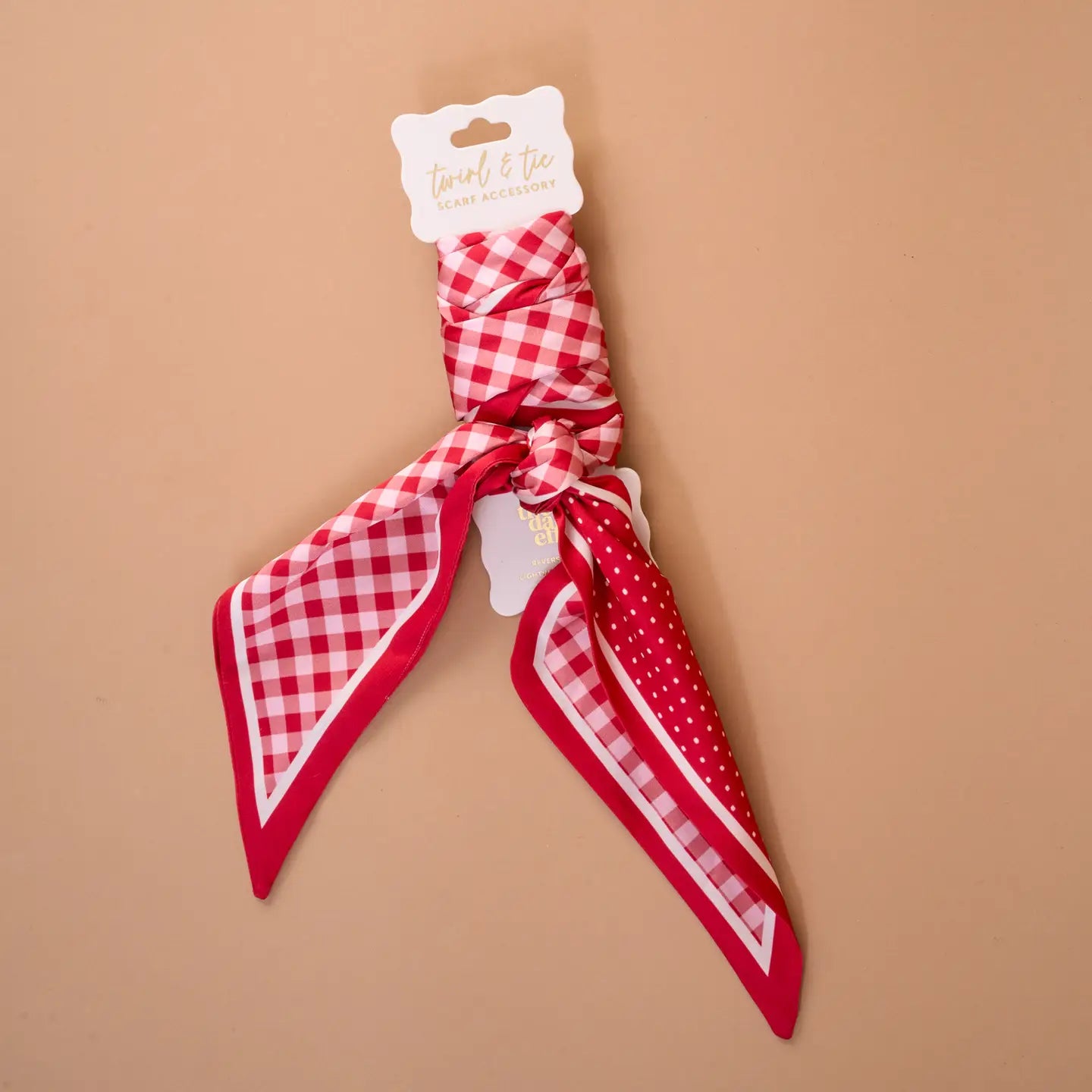 twirl & tie scarf-gingham red
