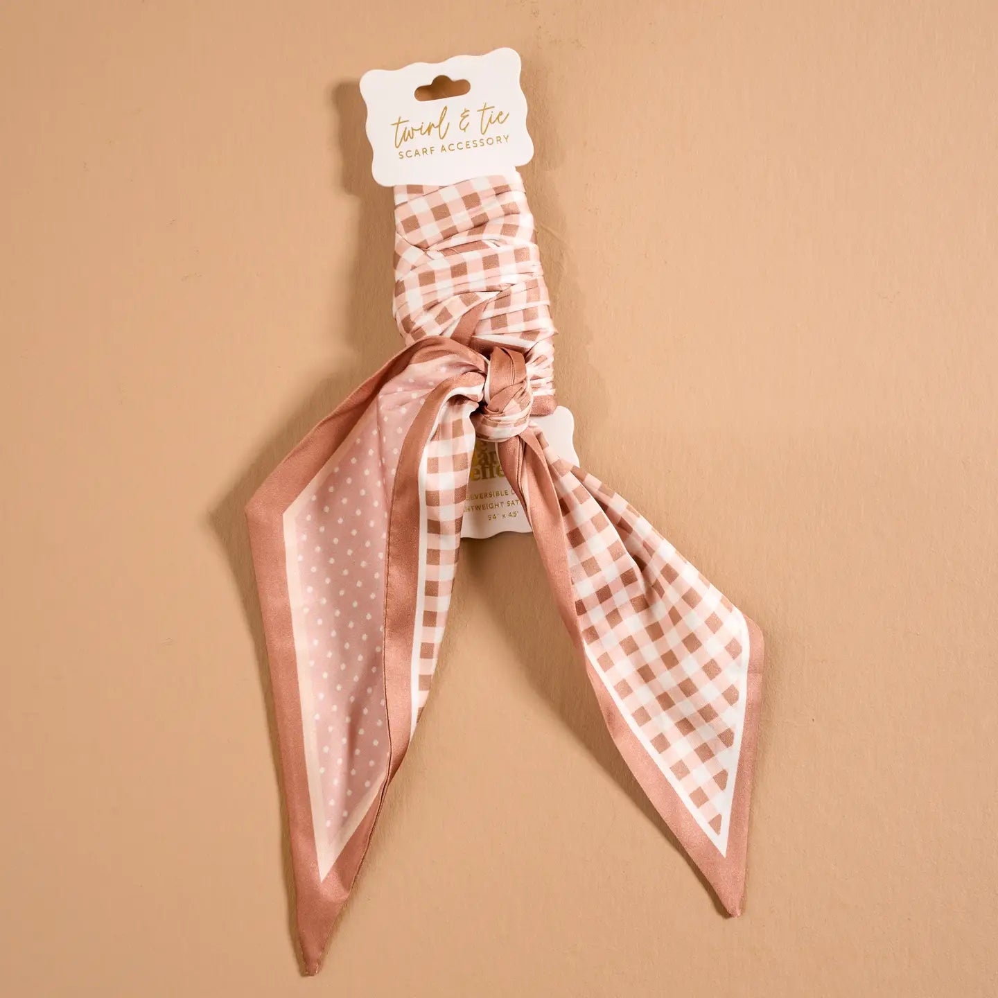 twirl & tie scarf-gingham tan