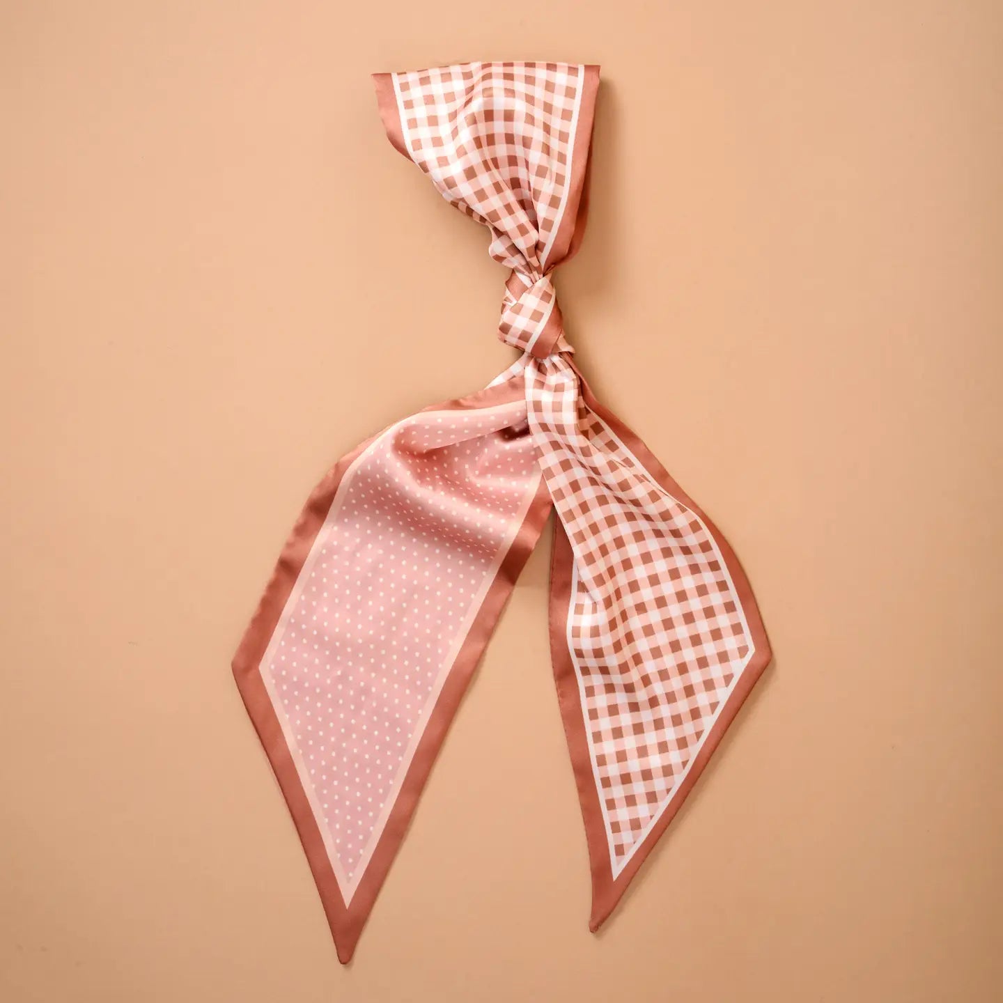 twirl & tie scarf-gingham tan