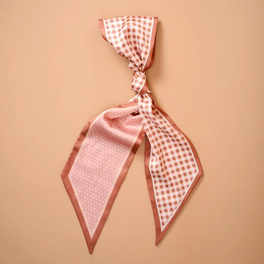 twirl & tie scarf-gingham tan