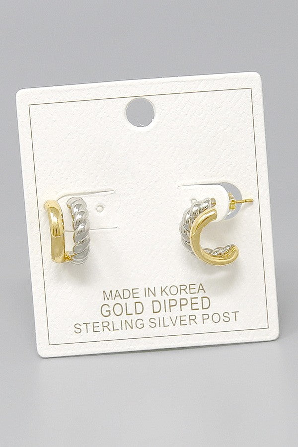 two tone double hoop earrings