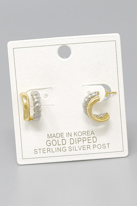 two tone double hoop earrings