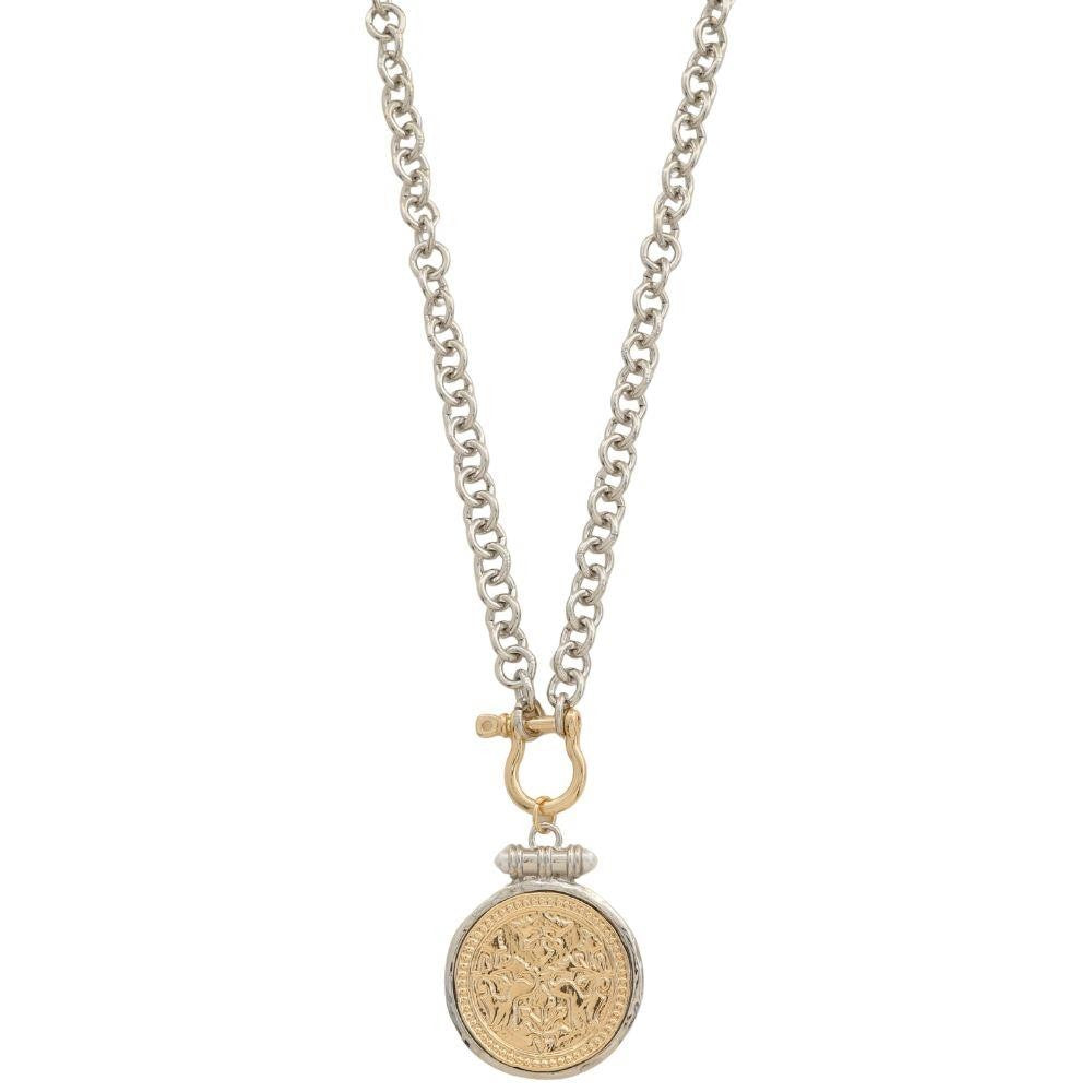 Two Tone Coin Toggle Clasp Metal Necklace
