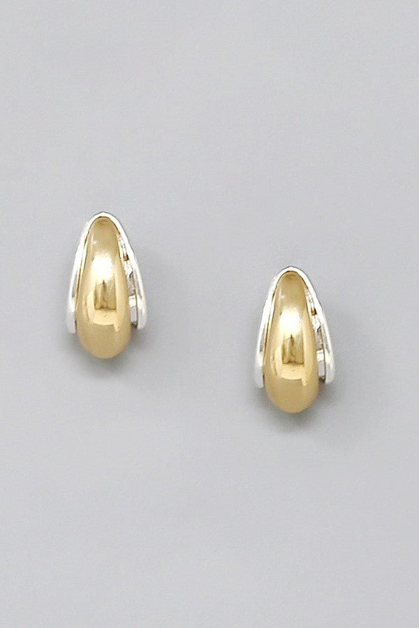 two tone teardrop earrings