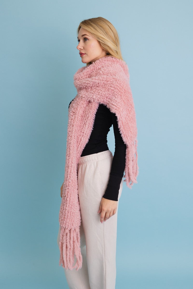 ultra soft boucle fringe blanket scarf