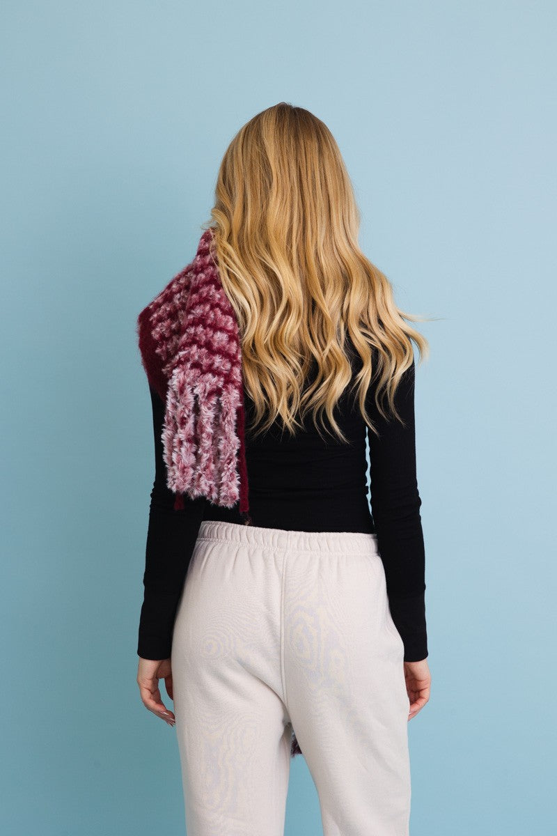 ultra soft chenille tassel scarf