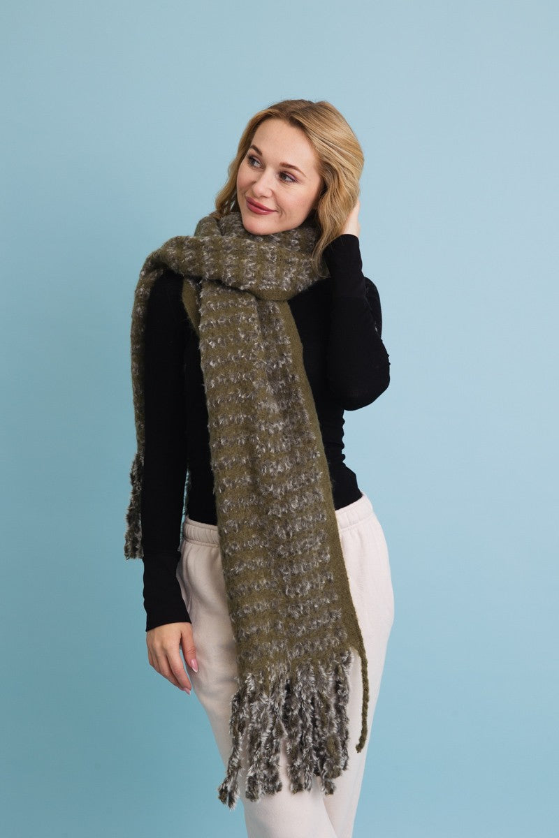 ultra soft chenille tassel scarf