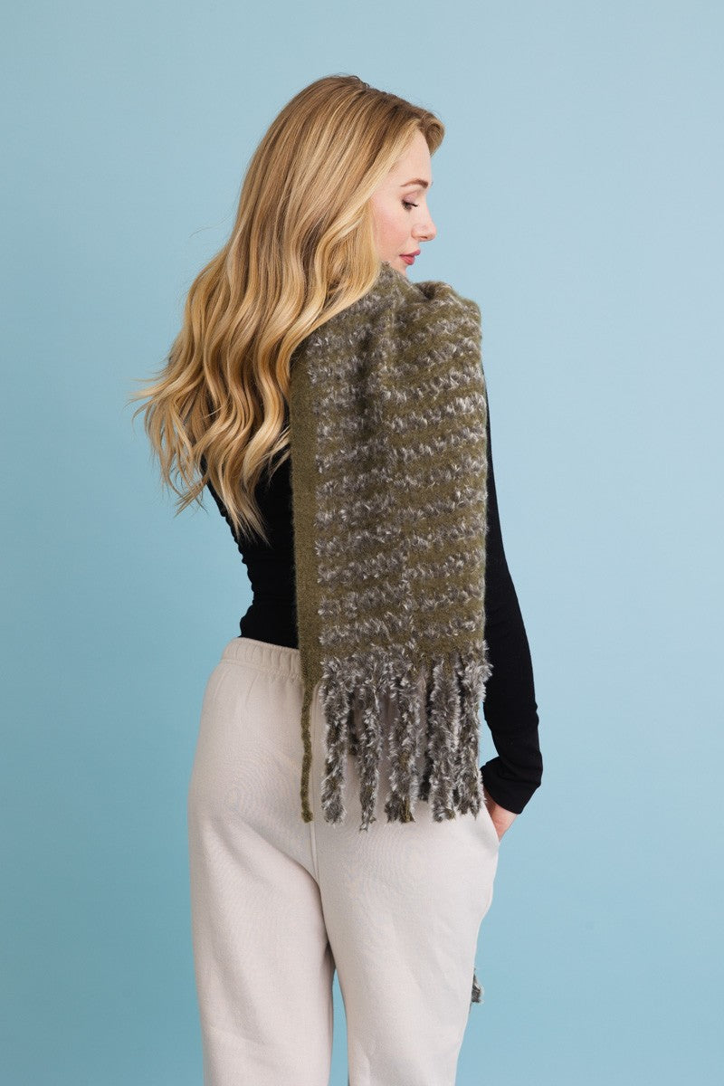 ultra soft chenille tassel scarf