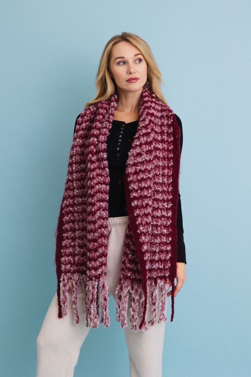 ultra soft chenille tassel scarf