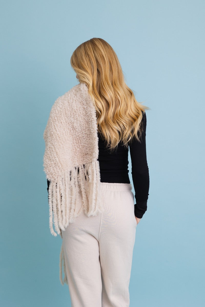 ultra soft boucle fringe blanket scarf