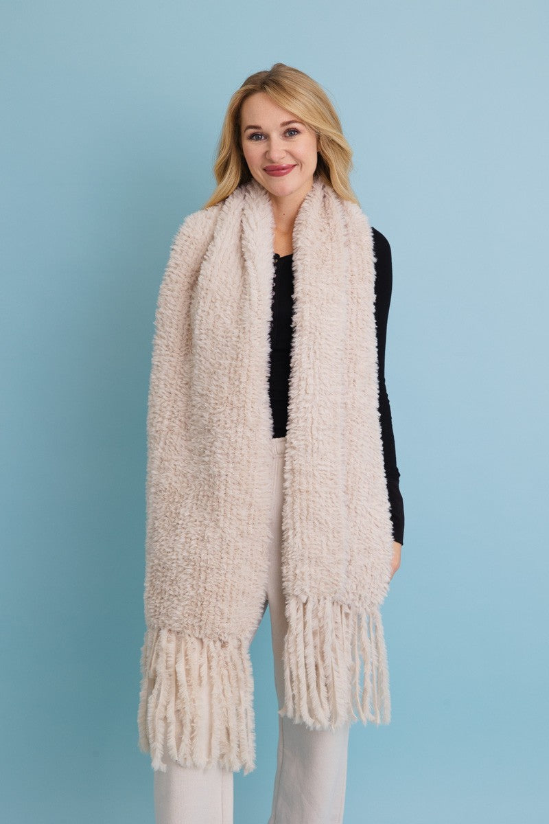 ultra soft boucle fringe blanket scarf