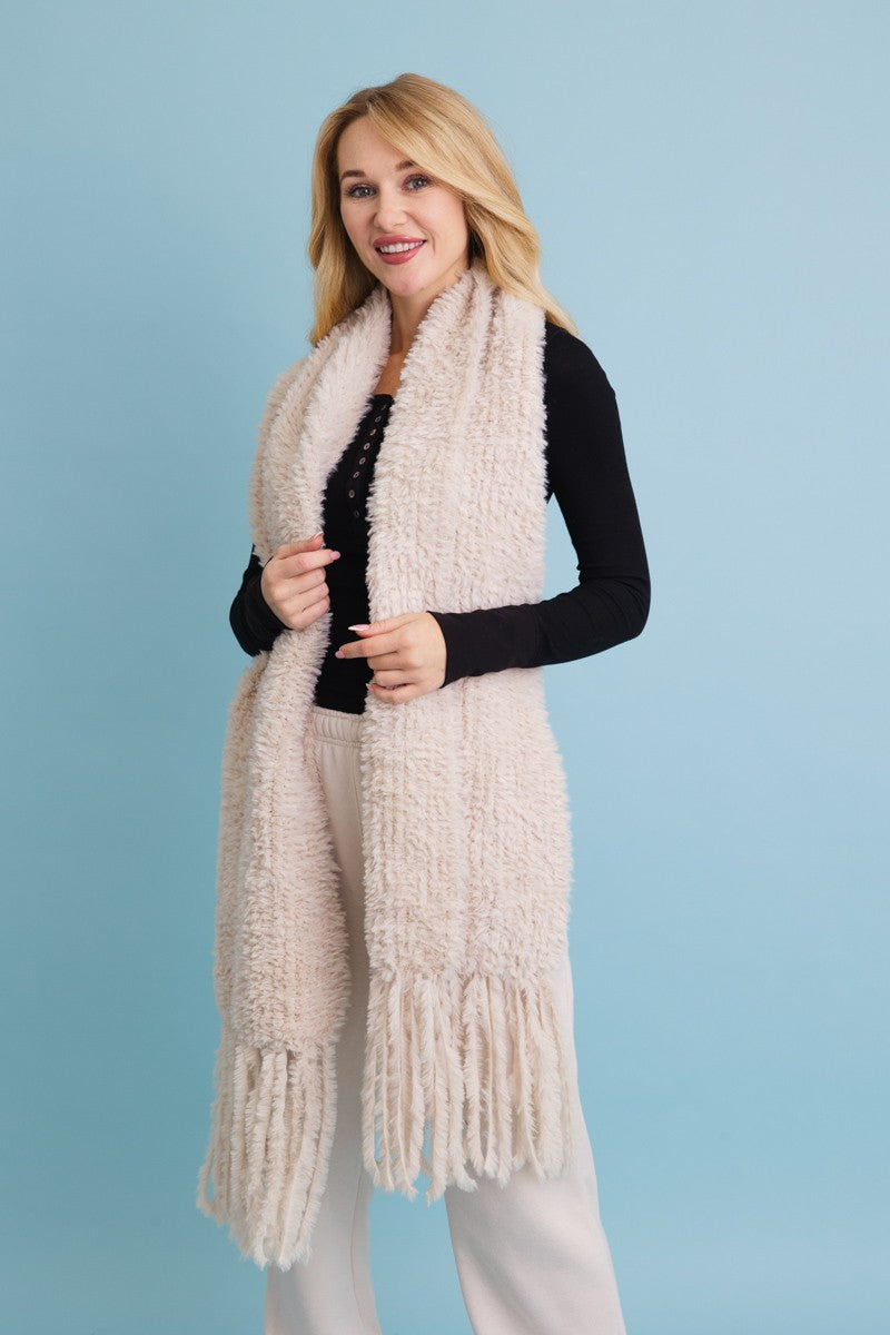 ultra soft boucle fringe blanket scarf