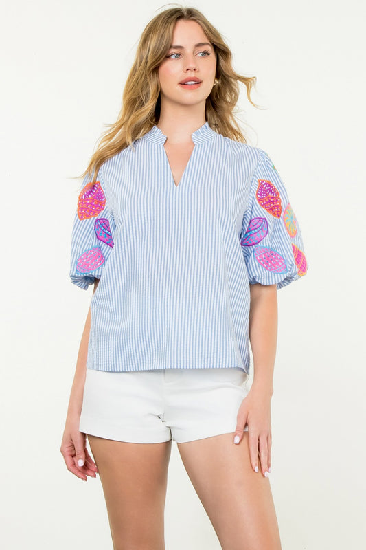 under the sea puff sleeve top