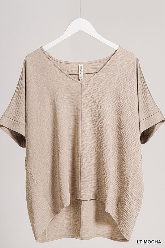 v-neck dolman short sleeve top