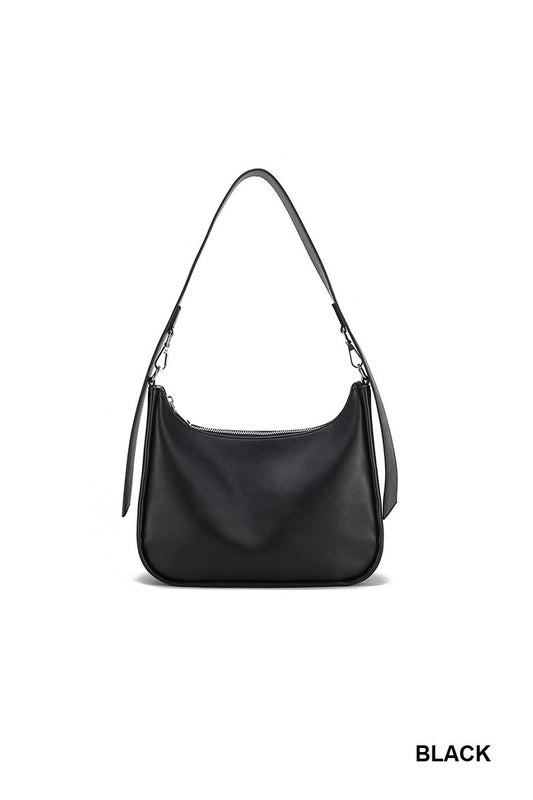 vegan leather baguette hobo shoulder bag