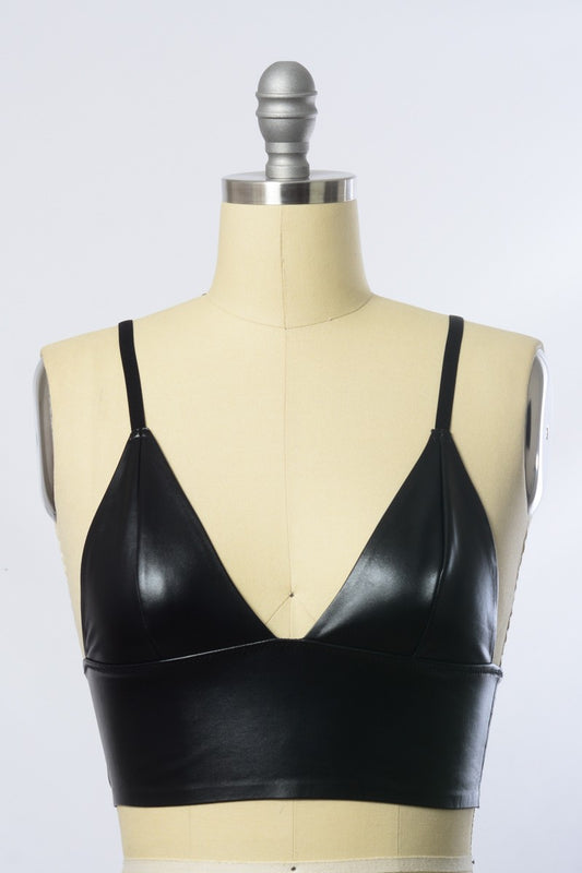 vegan leather longline bralette