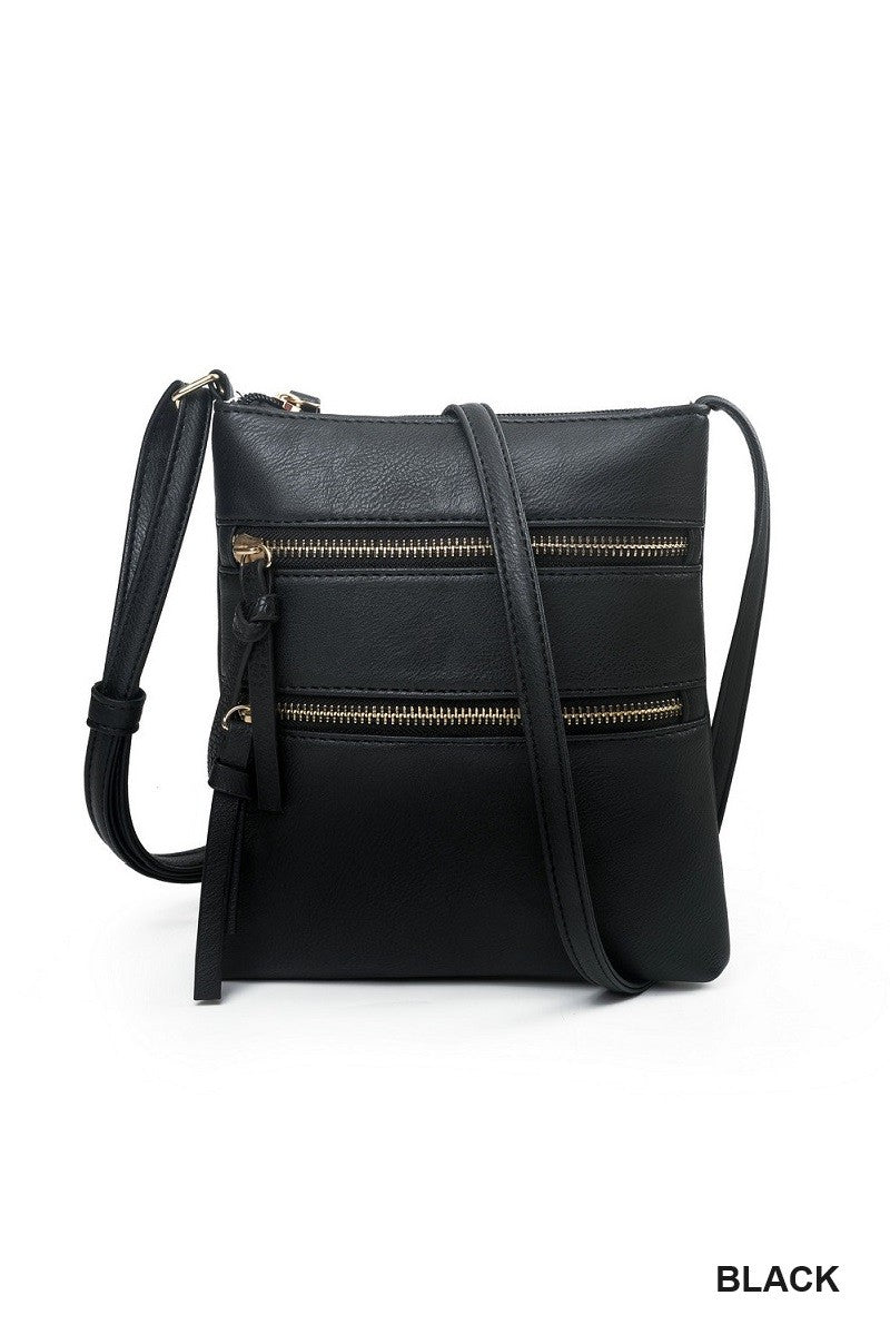 vegan leather zipper crossbody