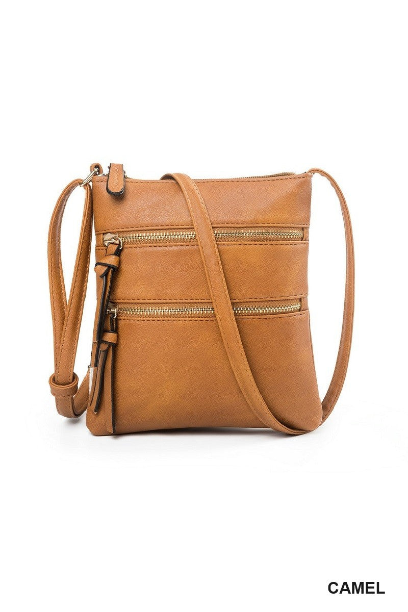 vegan leather zipper crossbody