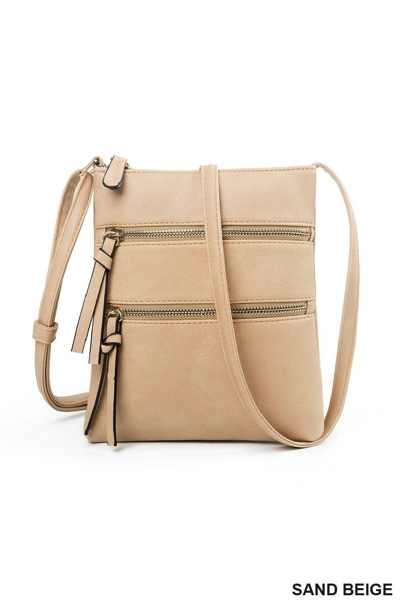 vegan leather zipper crossbody