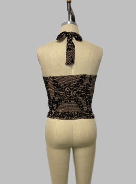 velvet flocked halter top-curvy