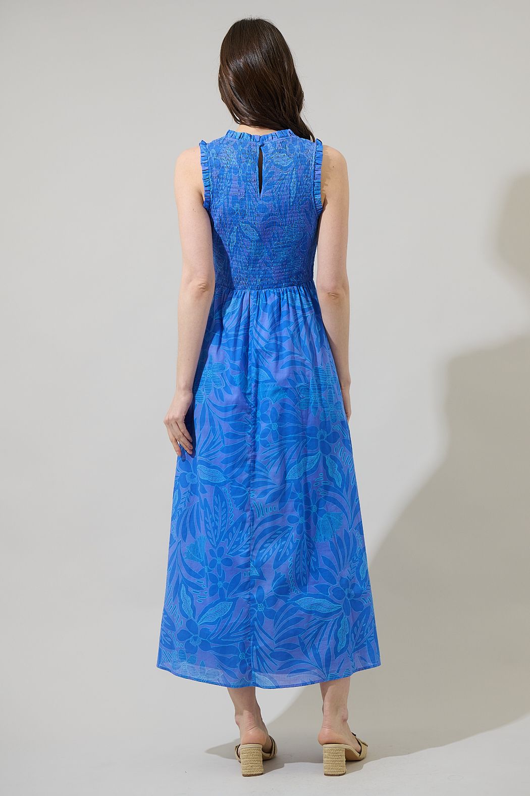 warren floral smocked sleeveless dress