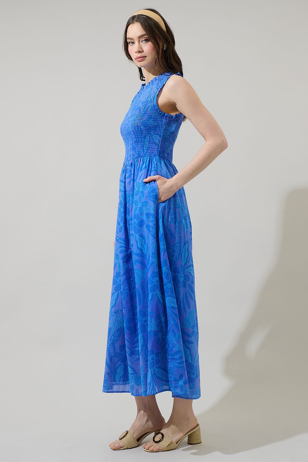 warren floral smocked sleeveless dress