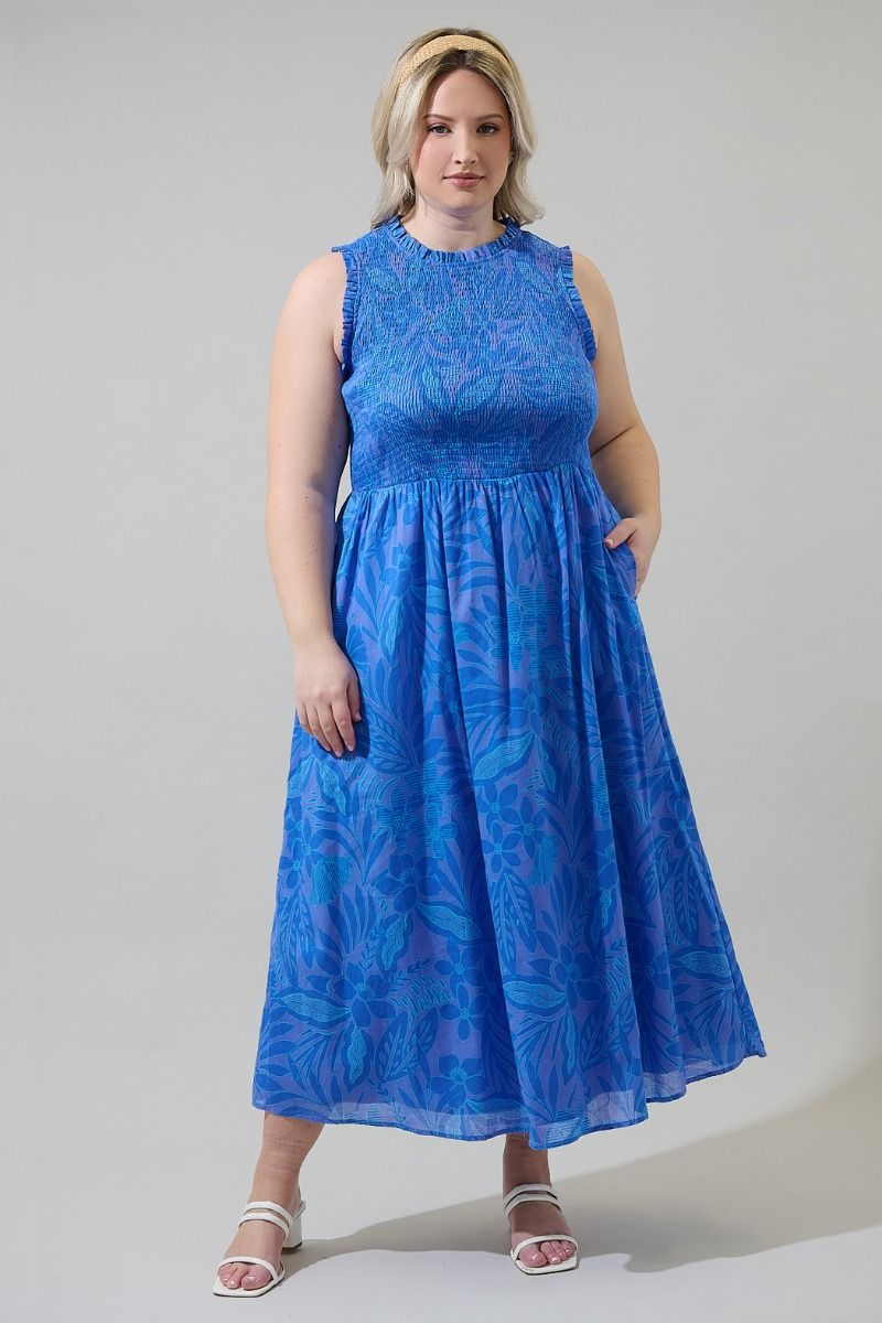warren smocked sleeveless dress-curvy