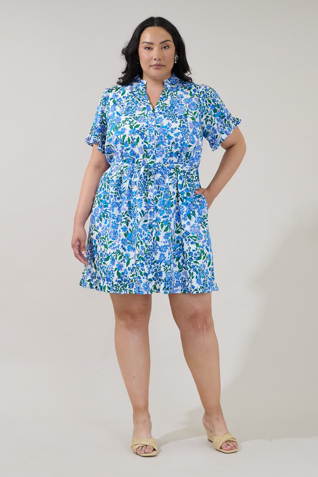 wendie button down mini dress-curvy