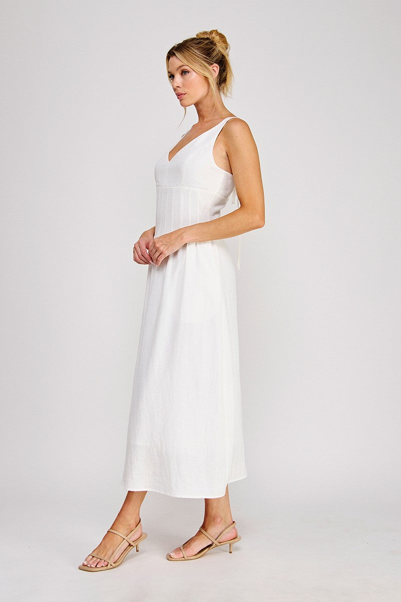white lotus midi dress