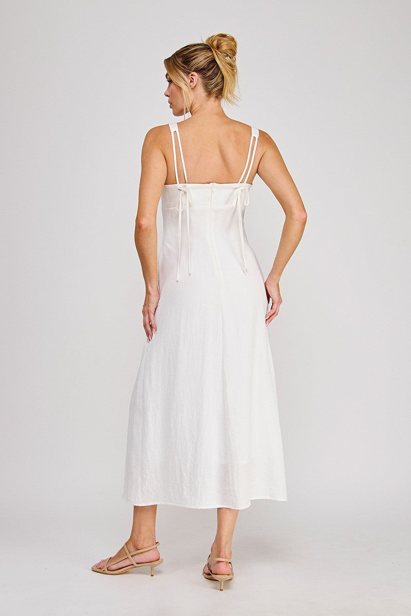 white lotus midi dress