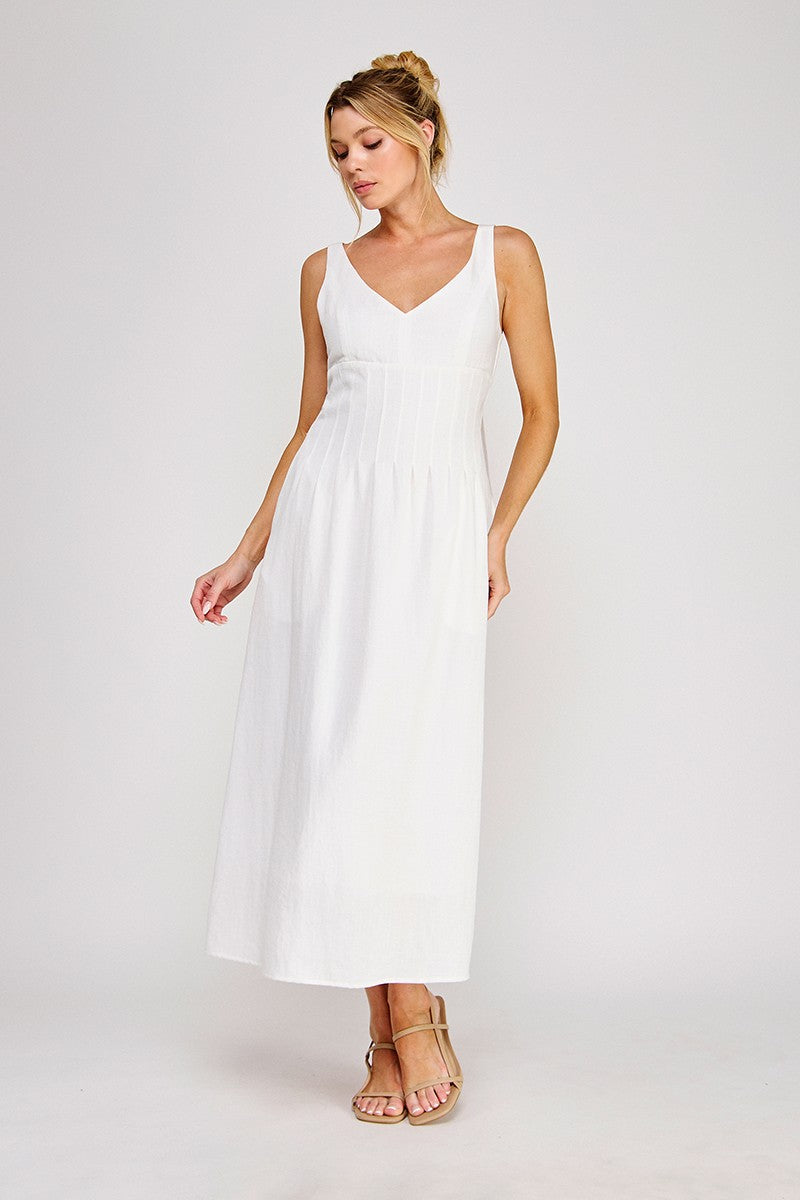 white lotus midi dress