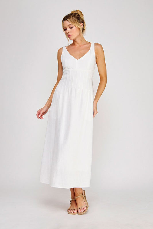 white lotus midi dress