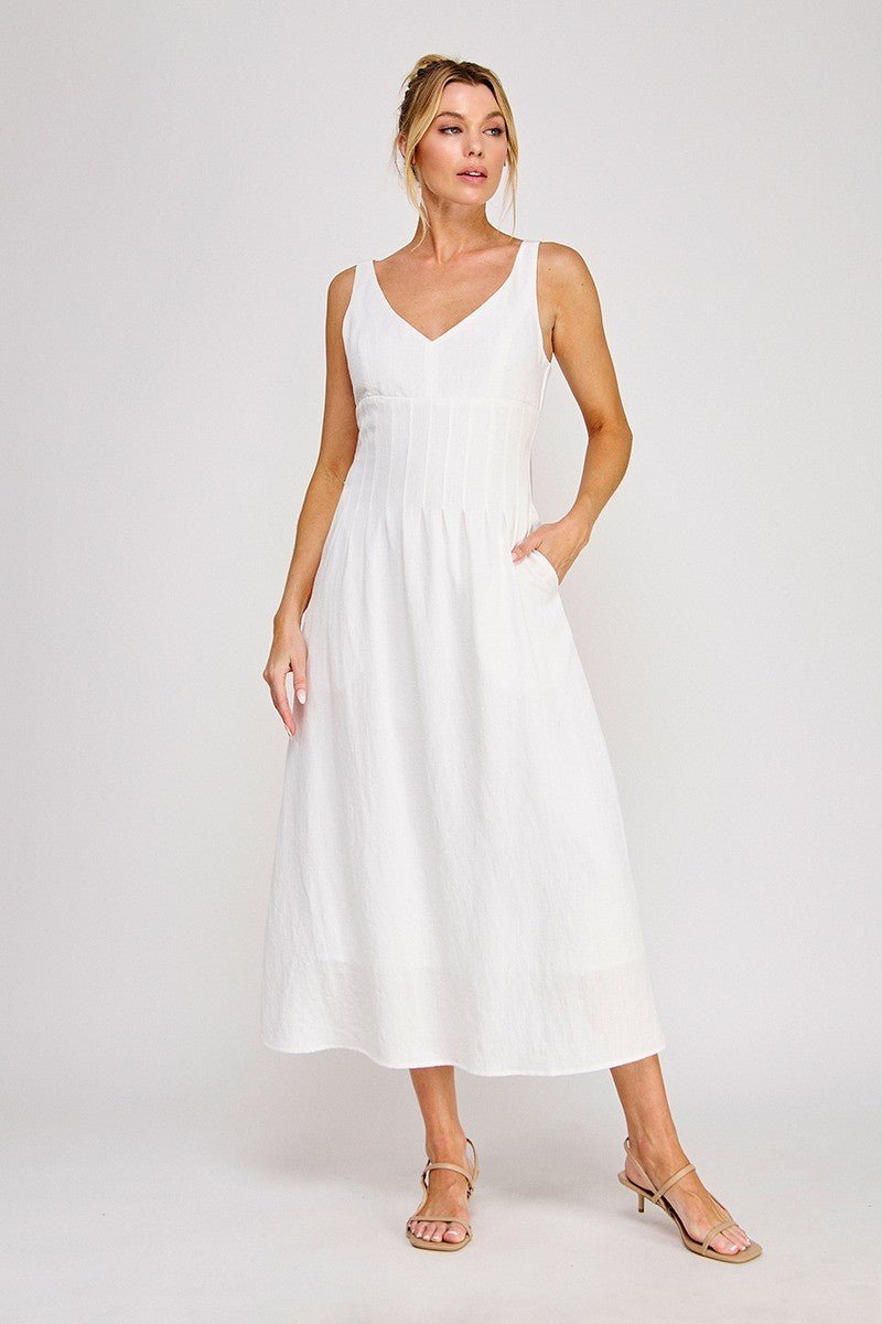 white lotus midi dress