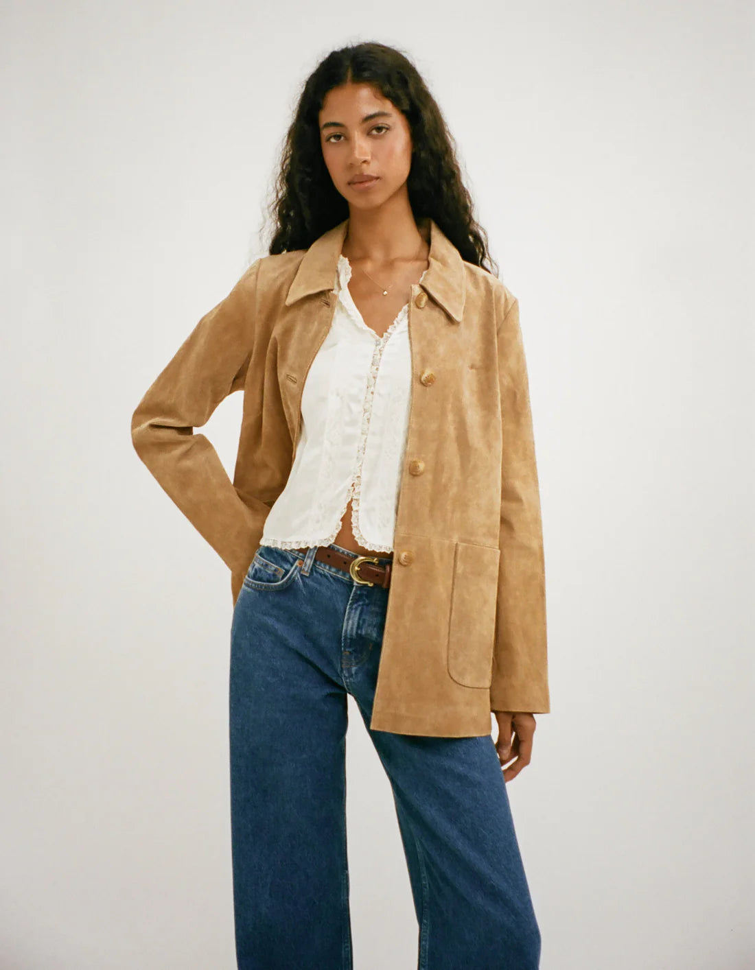 yellowstone jacket-saddle suede