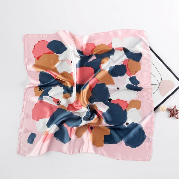 abstract floral silky square bandana scarf