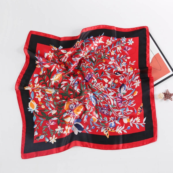 floral pattern silky scarf
