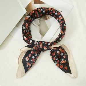 mini floral silky square bandana scarf