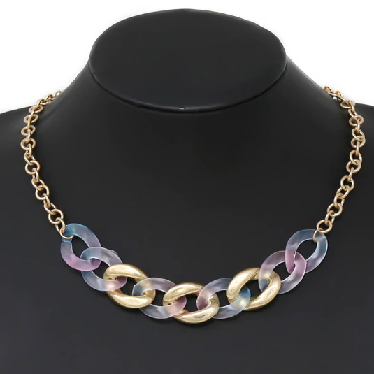 Ombre Resin Link Chain Short Necklace