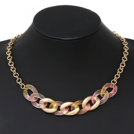 Ombre Resin Link Chain Short Necklace