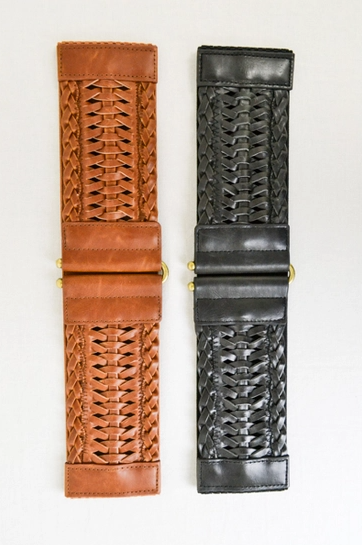 Leather Look Braid Elastic Belt