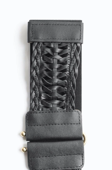 Leather Look Braid Elastic Belt