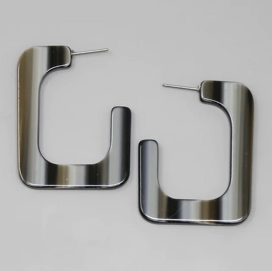 rectangular resin hoop earrings