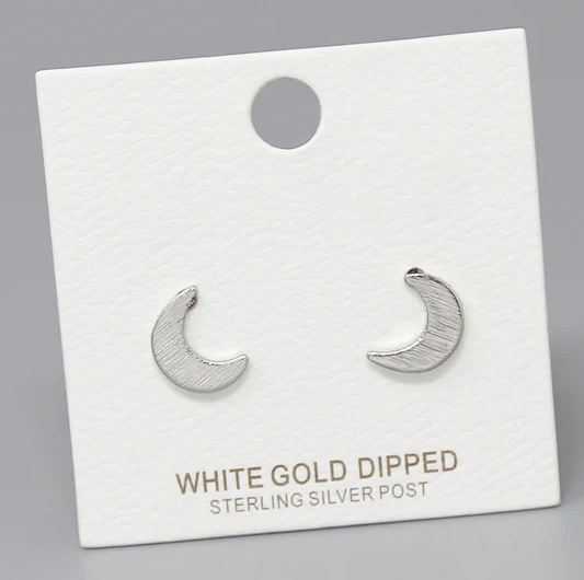 crescent moon gold dipped studs