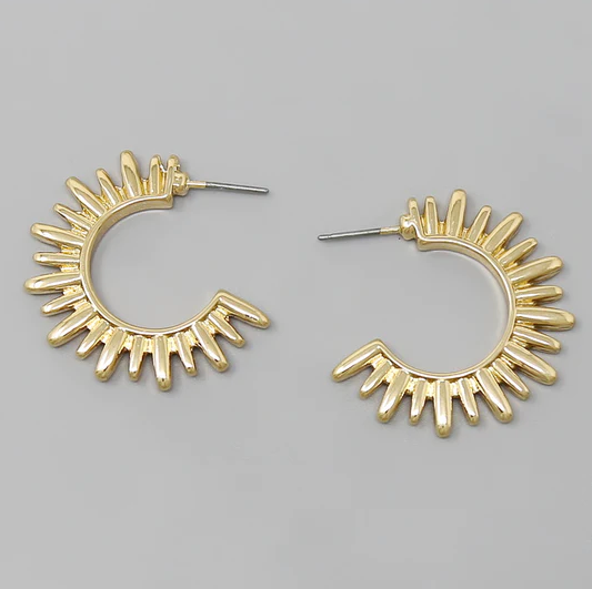 sun shape metal hoop earrings